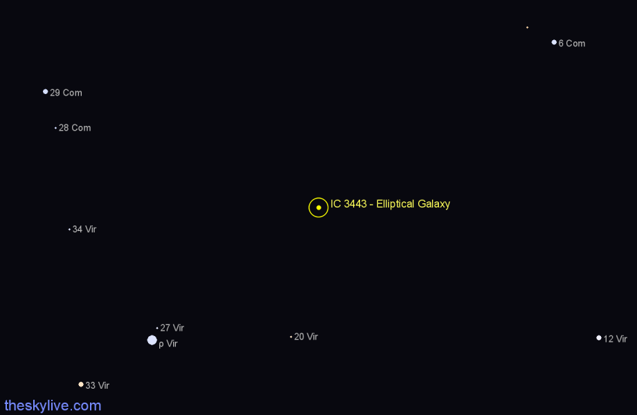 Finder chart IC 3443 - Elliptical Galaxy in Virgo star