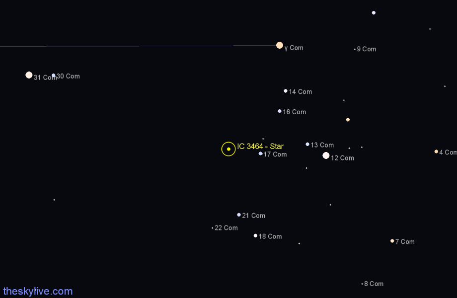 Finder chart IC 3464 - Star in Coma Berenices star