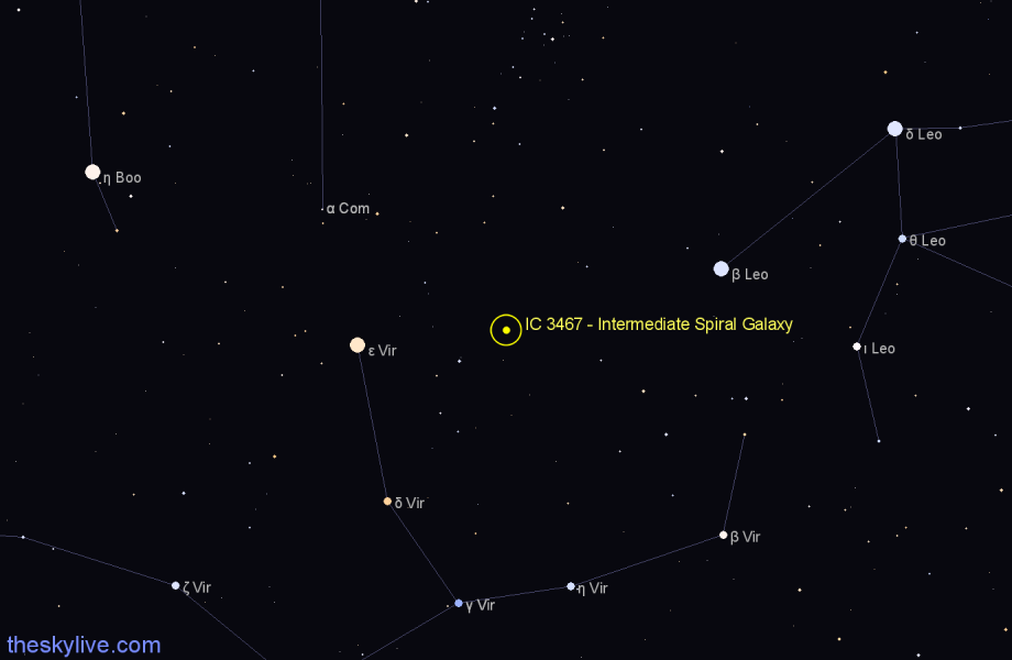 Finder chart IC 3467 - Intermediate Spiral Galaxy in Virgo star