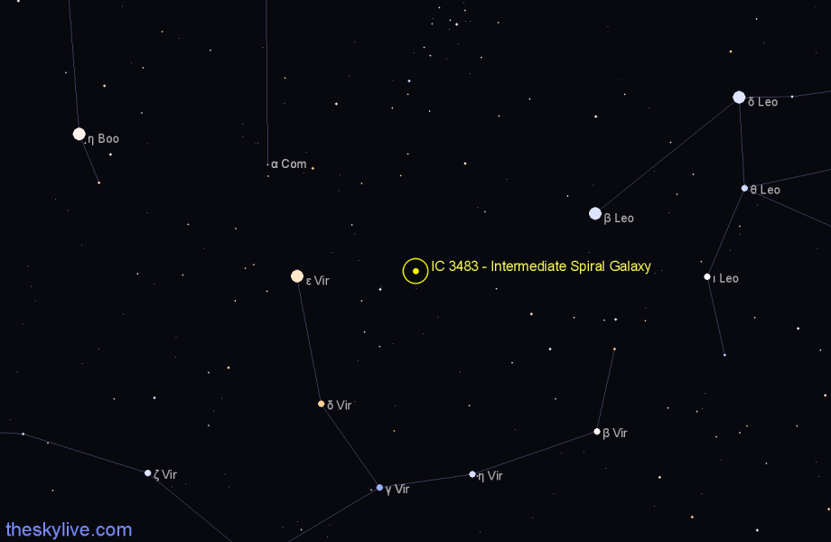 Finder chart IC 3483 - Intermediate Spiral Galaxy in Virgo star