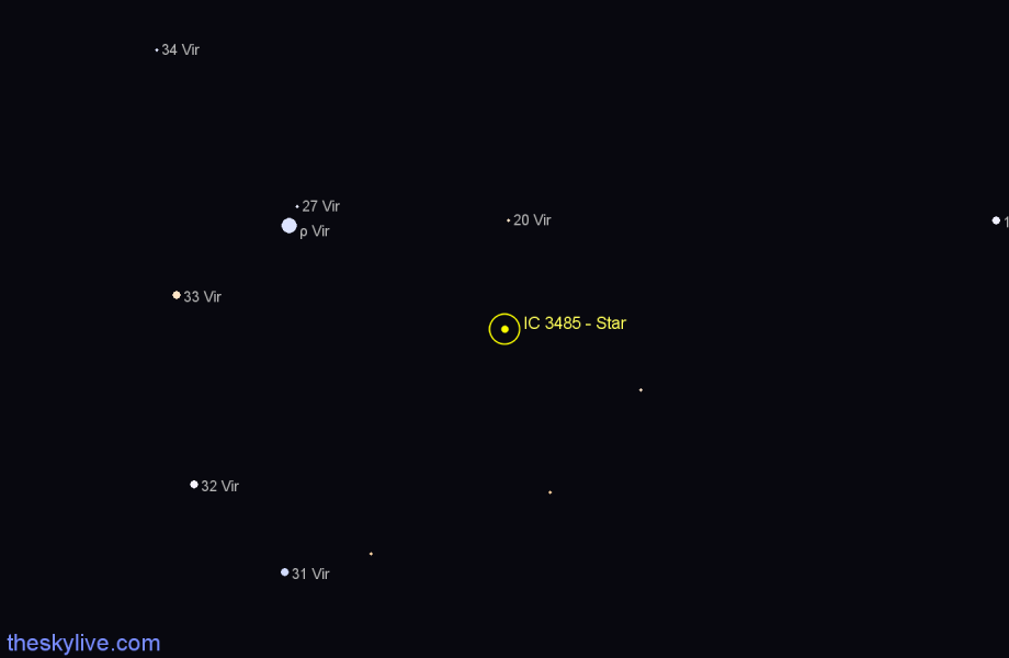 Finder chart IC 3485 - Star in Virgo star
