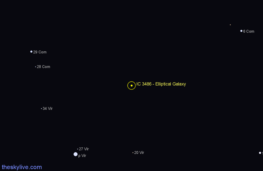 Finder chart IC 3486 - Elliptical Galaxy in Virgo star