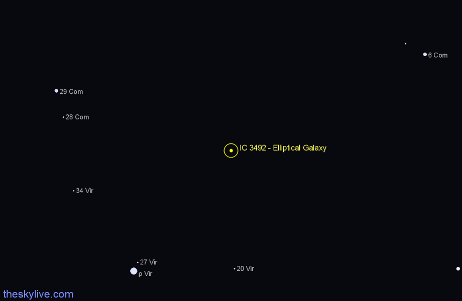 Finder chart IC 3492 - Elliptical Galaxy in Virgo star