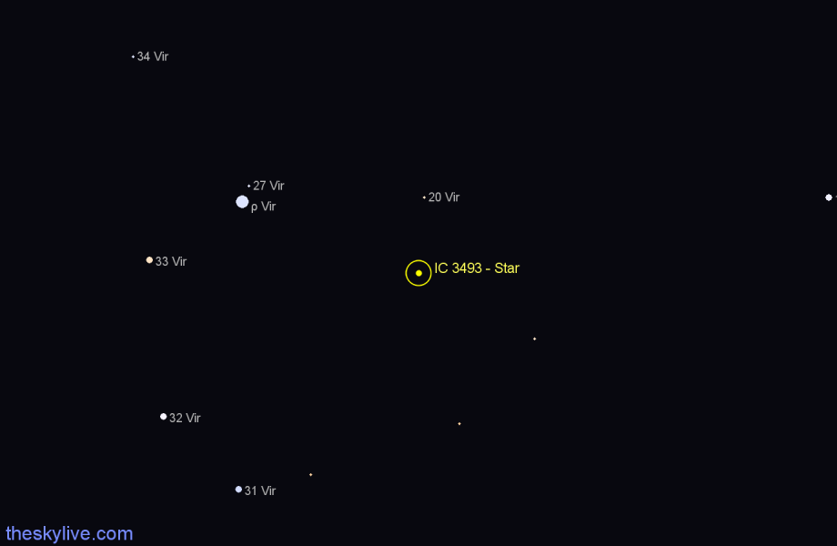 Finder chart IC 3493 - Star in Virgo star