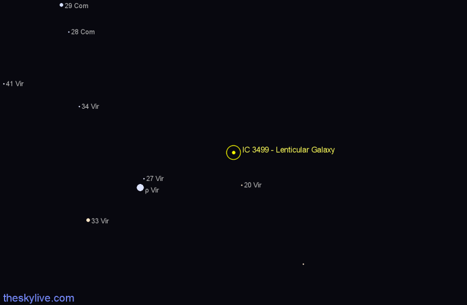 Finder chart IC 3499 - Lenticular Galaxy in Virgo star