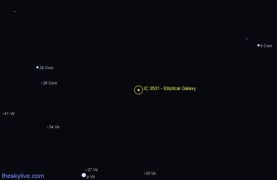 Finder chart IC 3501 - Elliptical Galaxy in Virgo star