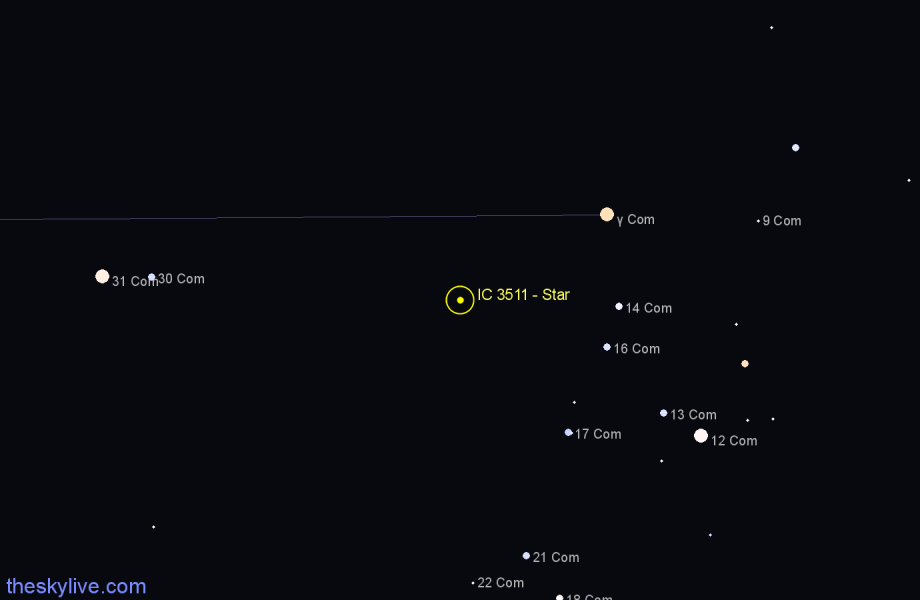 Finder chart IC 3511 - Star in Coma Berenices star
