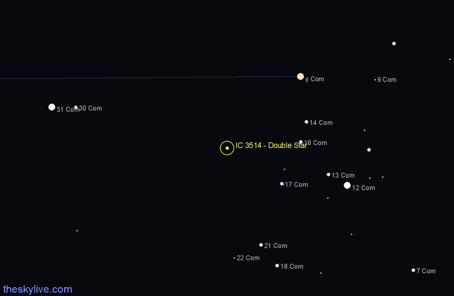 Finder chart IC 3514 - Double Star in Coma Berenices star