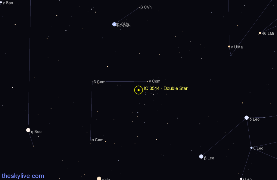 Finder chart IC 3514 - Double Star in Coma Berenices star