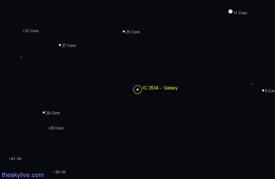 Finder chart IC 3534 -  Galaxy in Coma Berenices star