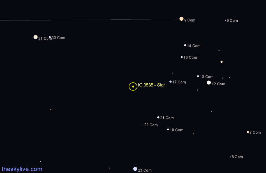 Finder chart IC 3535 - Star in Coma Berenices star