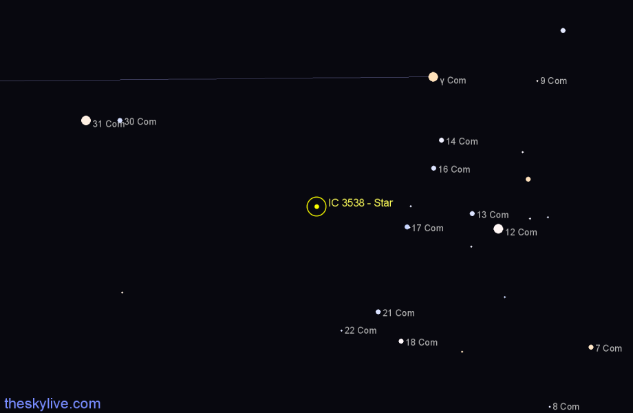 Finder chart IC 3538 - Star in Coma Berenices star