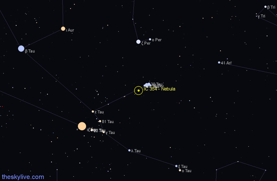 Finder chart IC 354 - Nebula in Taurus star