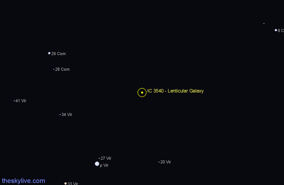 Finder chart IC 3540 - Lenticular Galaxy in Virgo star