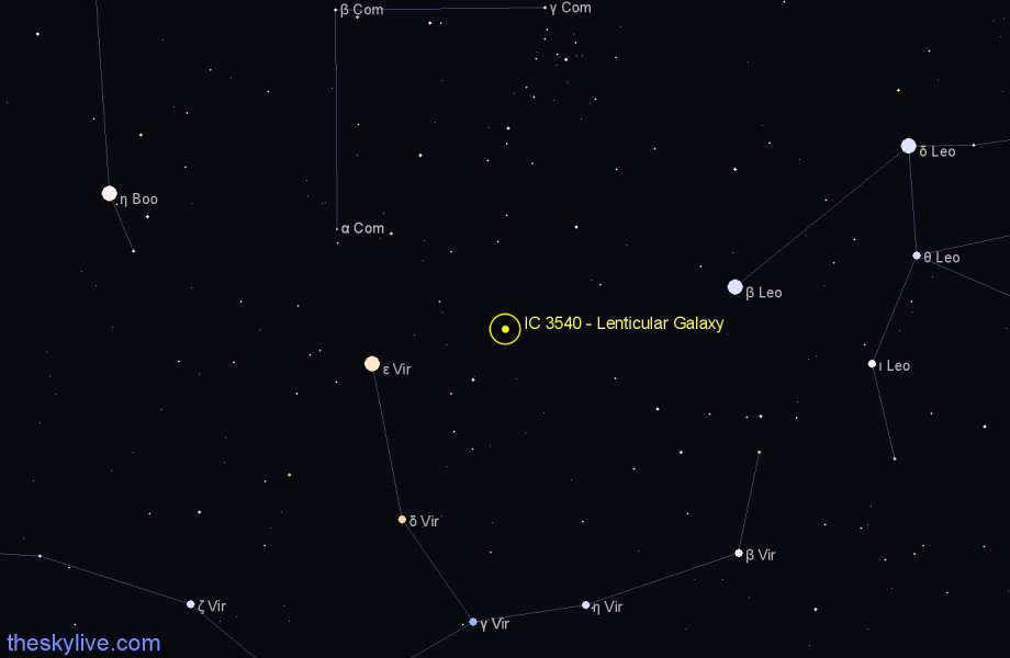 Finder chart IC 3540 - Lenticular Galaxy in Virgo star