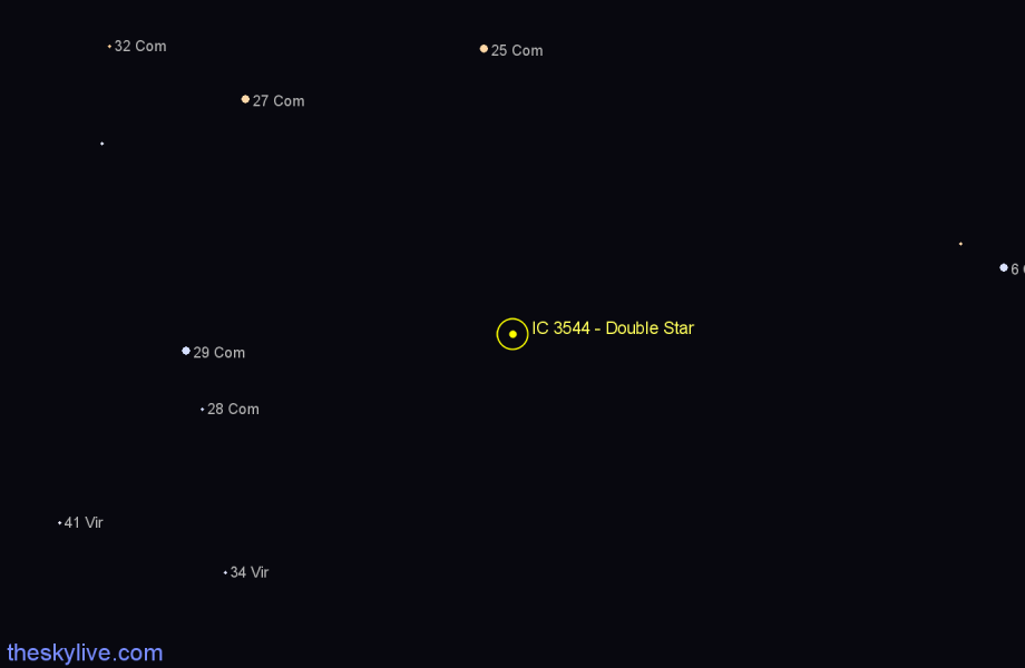 Finder chart IC 3544 - Double Star in Coma Berenices star