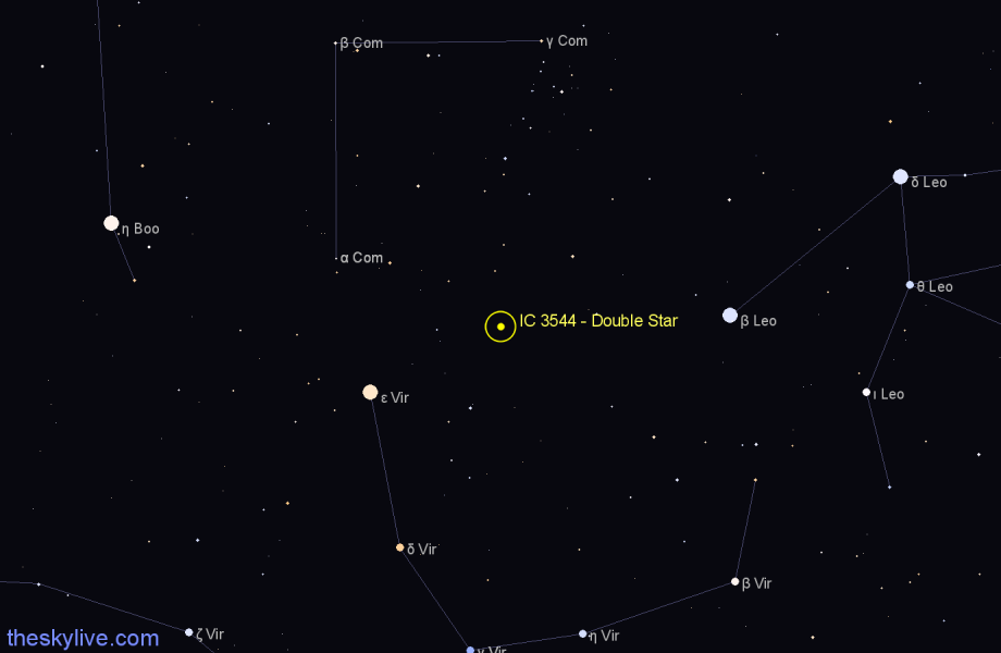 Finder chart IC 3544 - Double Star in Coma Berenices star