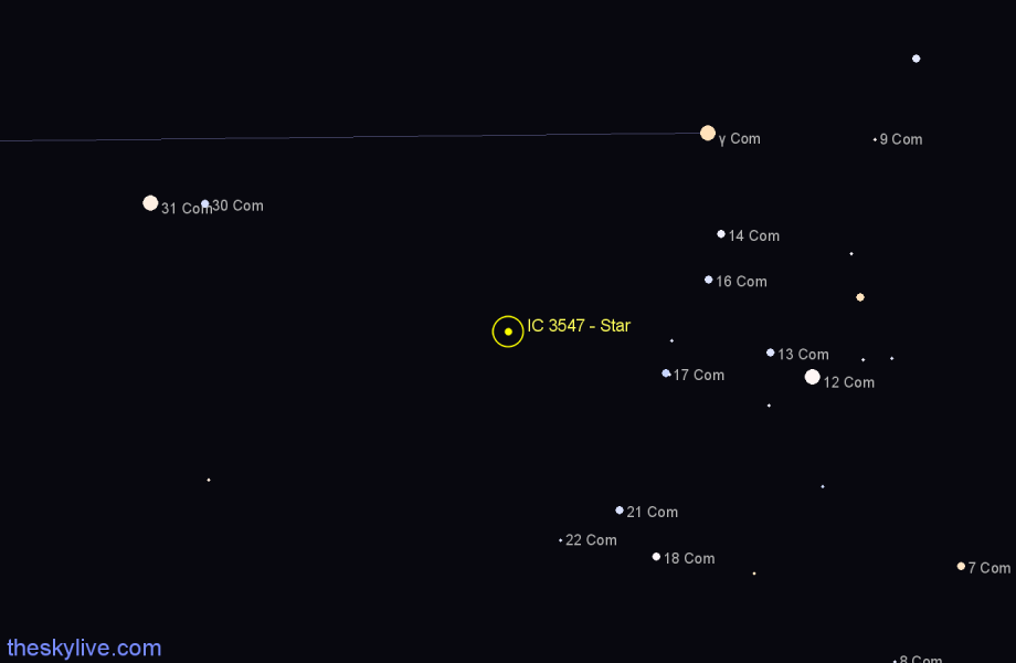 Finder chart IC 3547 - Star in Coma Berenices star