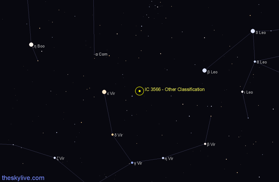Finder chart IC 3566 - Other Classification in Virgo star