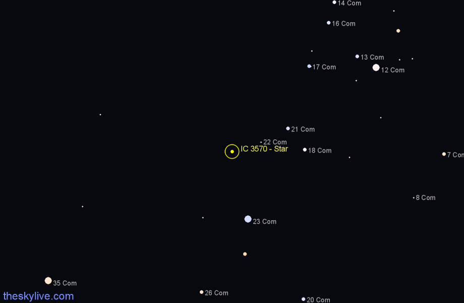 Finder chart IC 3570 - Star in Coma Berenices star