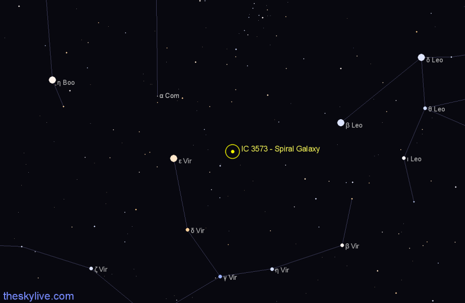 Finder chart IC 3573 - Spiral Galaxy in Virgo star