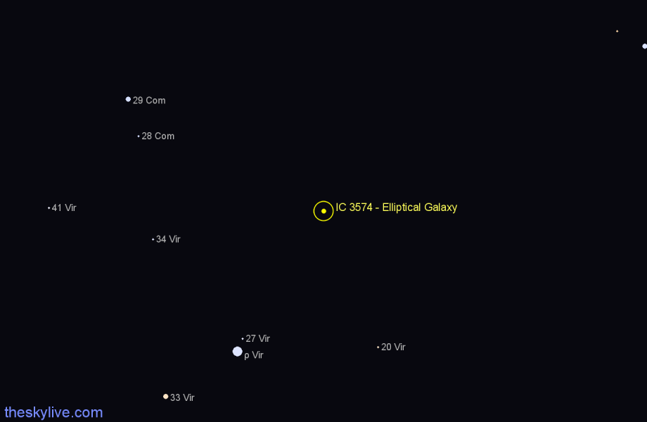 Finder chart IC 3574 - Elliptical Galaxy in Virgo star