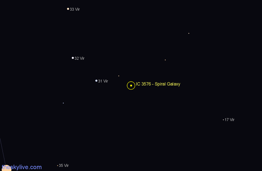 Finder chart IC 3576 - Spiral Galaxy in Virgo star
