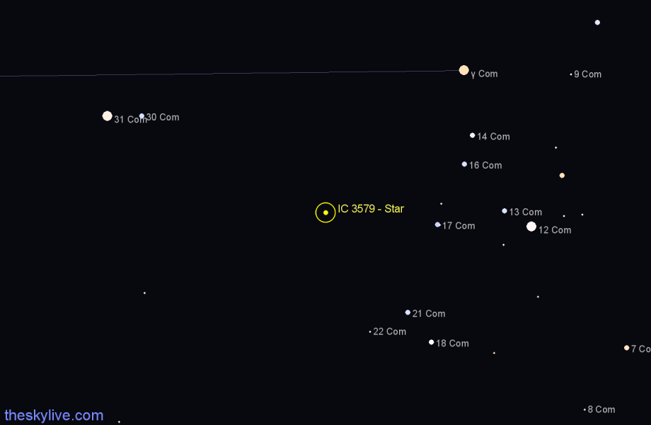 Finder chart IC 3579 - Star in Coma Berenices star