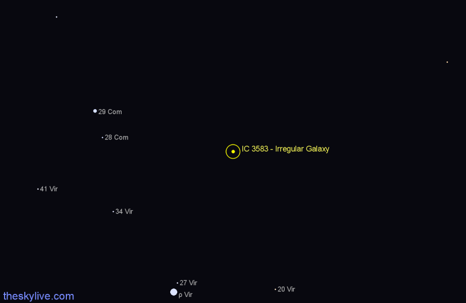 Finder chart IC 3583 - Irregular Galaxy in Virgo star