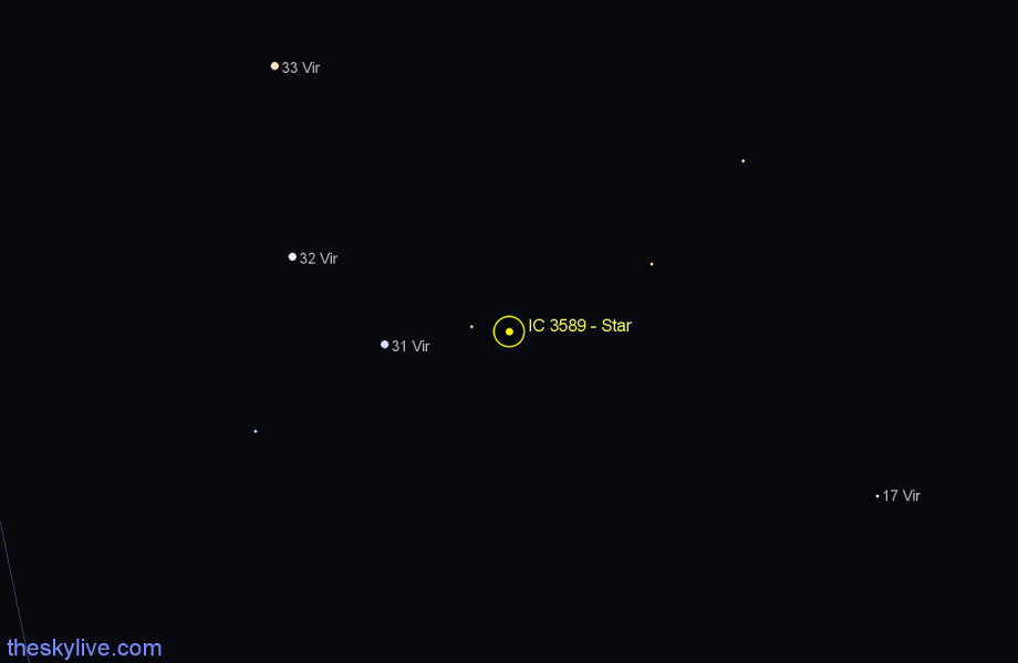 Finder chart IC 3589 - Star in Virgo star