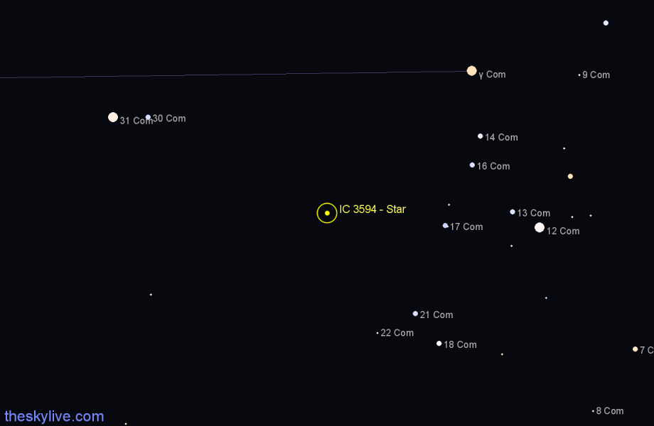 Finder chart IC 3594 - Star in Coma Berenices star