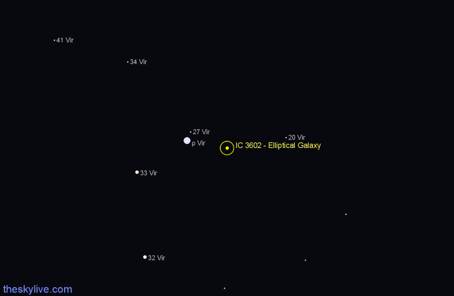 Finder chart IC 3602 - Elliptical Galaxy in Virgo star