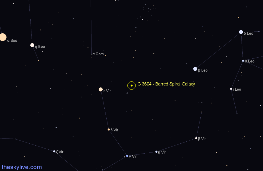 Finder chart IC 3604 - Barred Spiral Galaxy in Virgo star