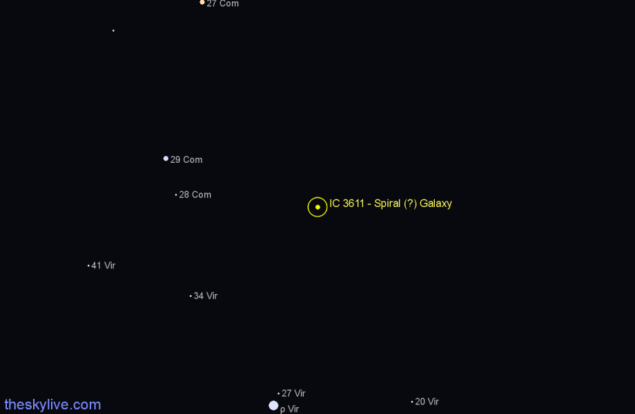 Finder chart IC 3611 - Spiral (?) Galaxy in Virgo star