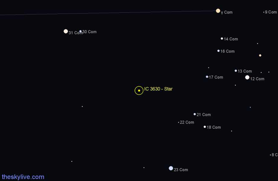 Finder chart IC 3630 - Star in Coma Berenices star