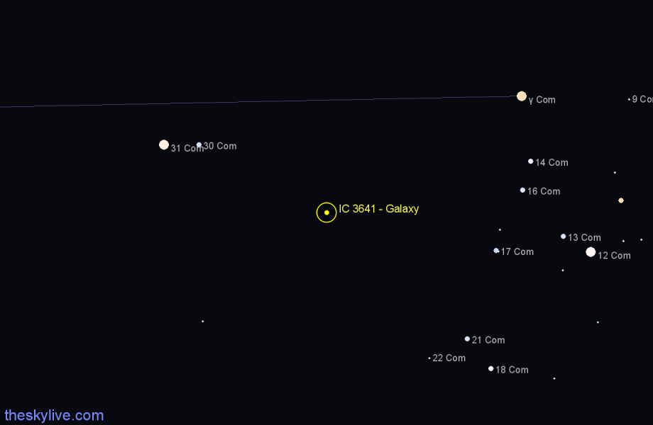 Finder chart IC 3641 - Galaxy in Coma Berenices star