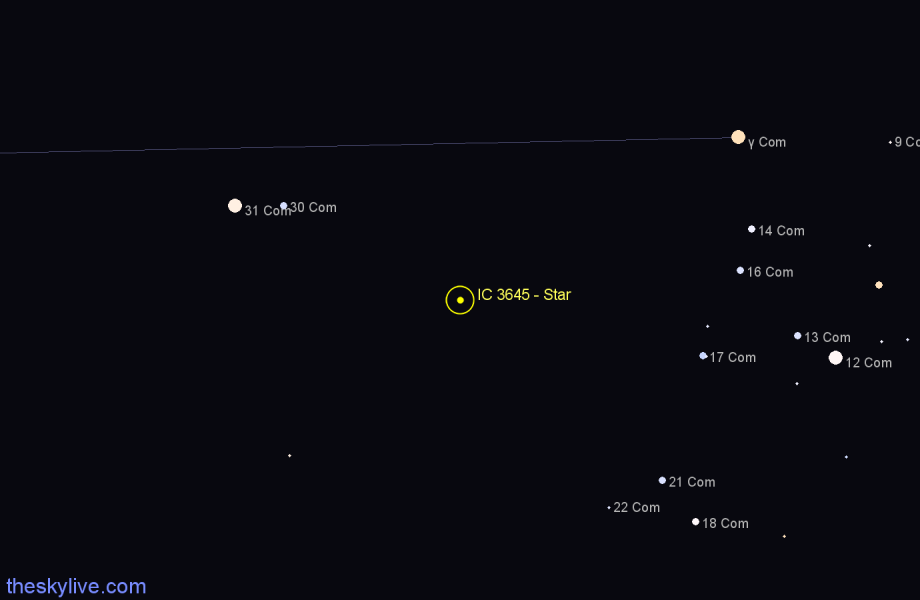 Finder chart IC 3645 - Star in Coma Berenices star