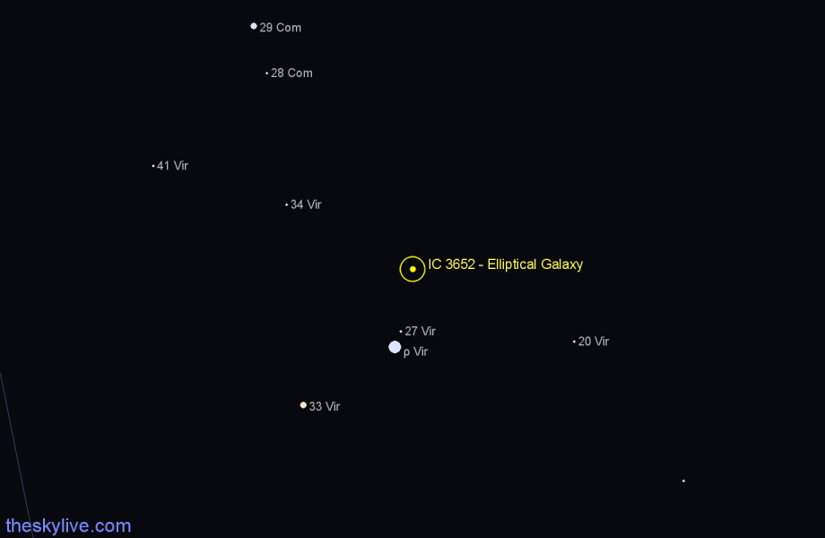 Finder chart IC 3652 - Elliptical Galaxy in Virgo star