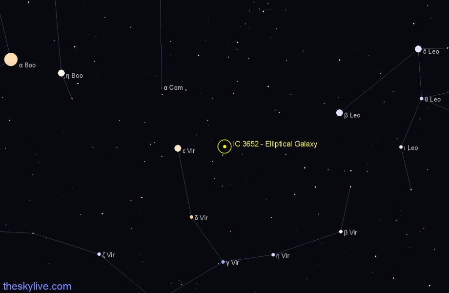 Finder chart IC 3652 - Elliptical Galaxy in Virgo star