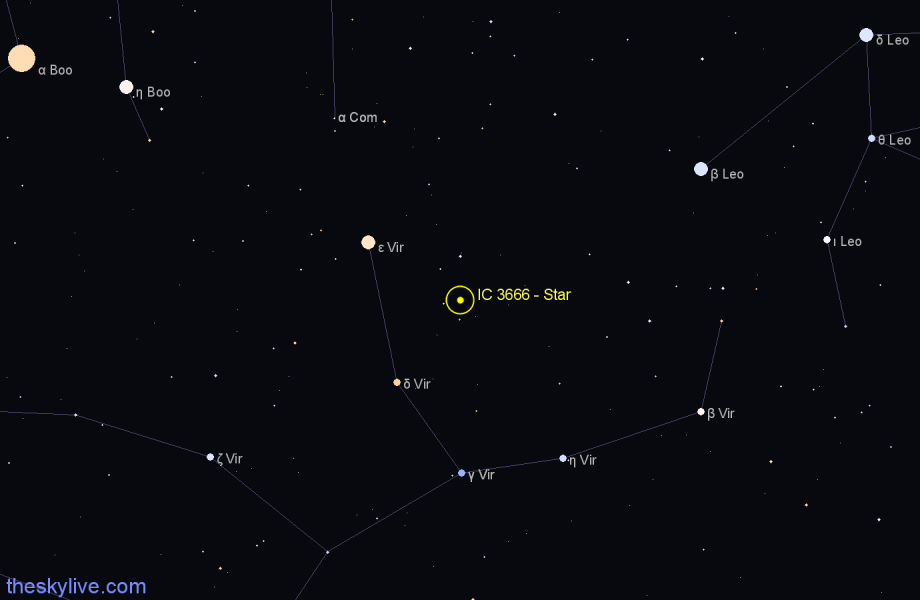 Finder chart IC 3666 - Star in Virgo star