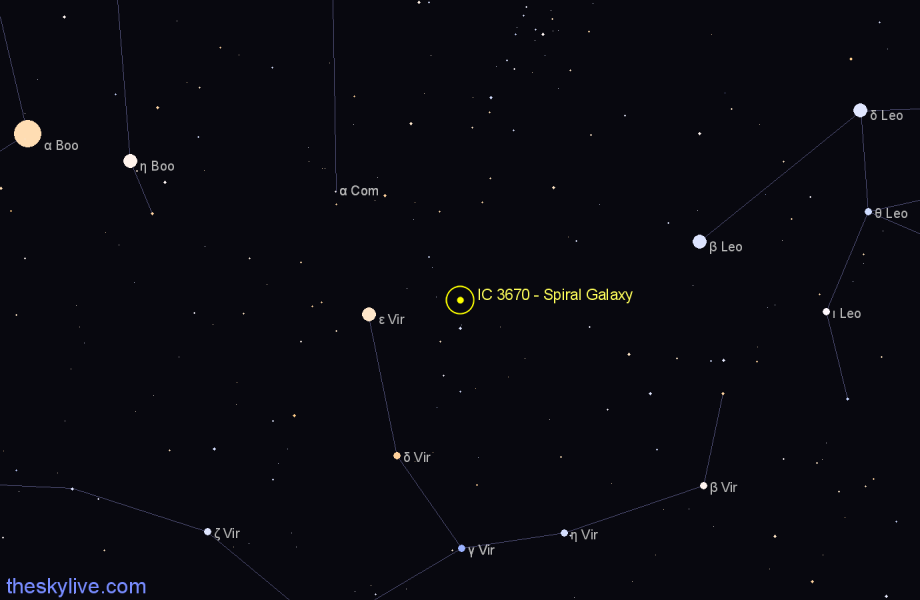 Finder chart IC 3670 - Spiral Galaxy in Virgo star