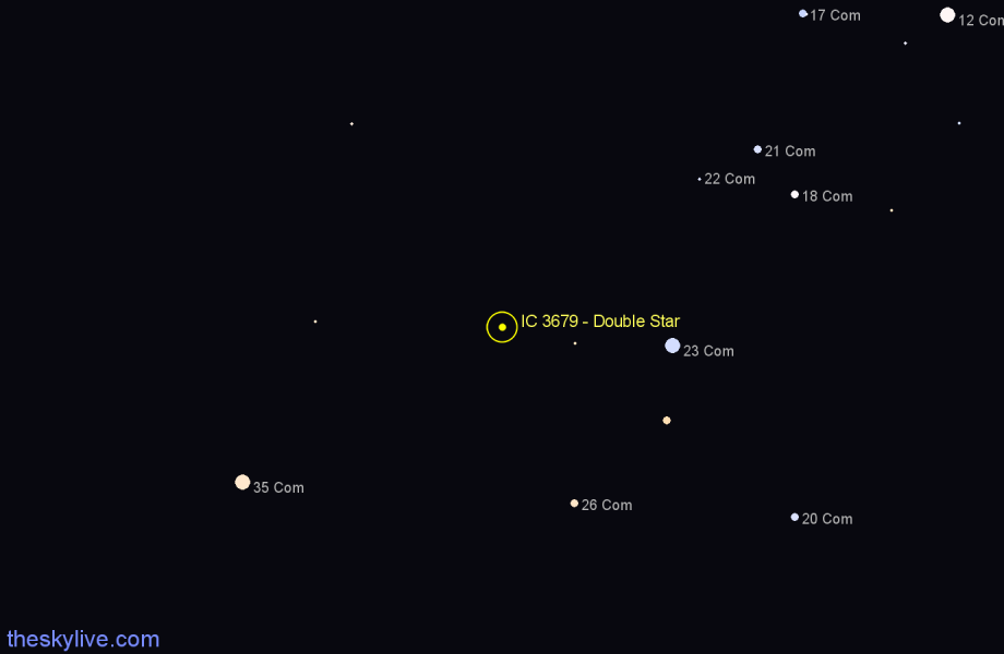 Finder chart IC 3679 - Double Star in Coma Berenices star