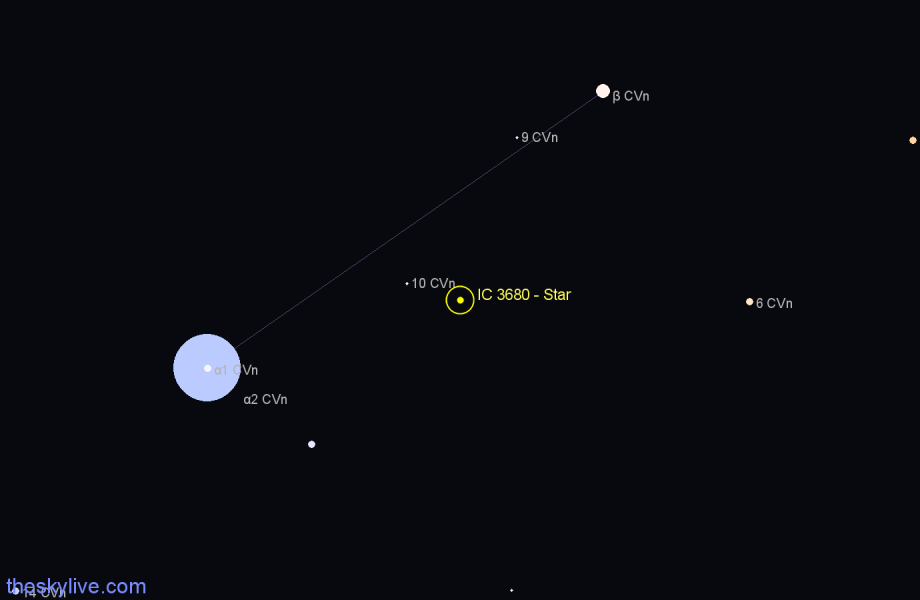 Finder chart IC 3680 - Star in Canes Venatici star