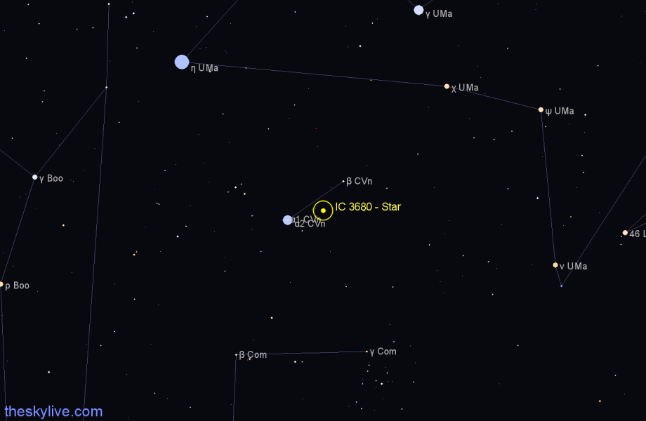 Finder chart IC 3680 - Star in Canes Venatici star