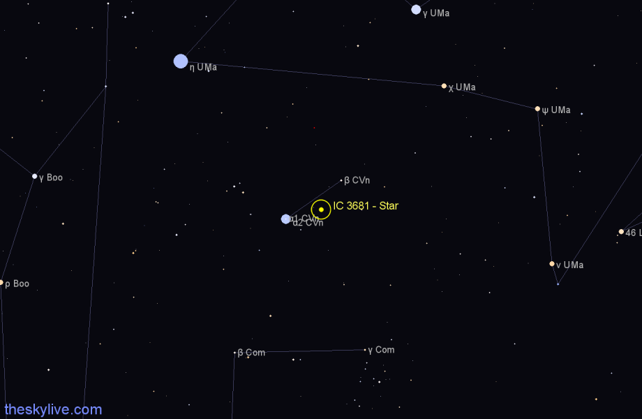 Finder chart IC 3681 - Star in Canes Venatici star
