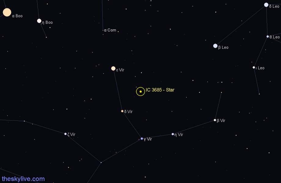 Finder chart IC 3685 - Star in Virgo star