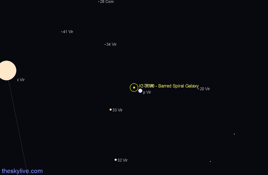 Finder chart IC 3690 - Barred Spiral Galaxy in Virgo star