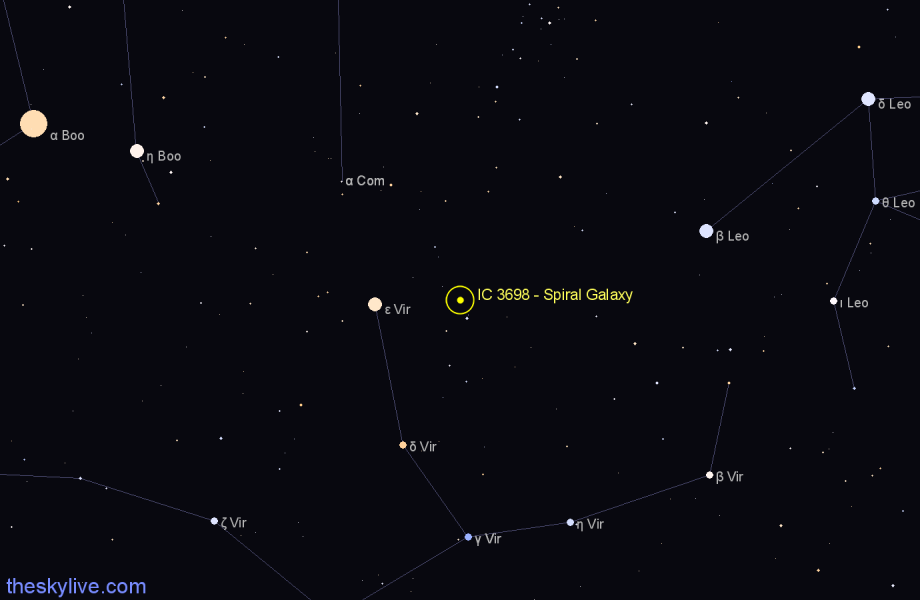 Finder chart IC 3698 - Spiral Galaxy in Virgo star