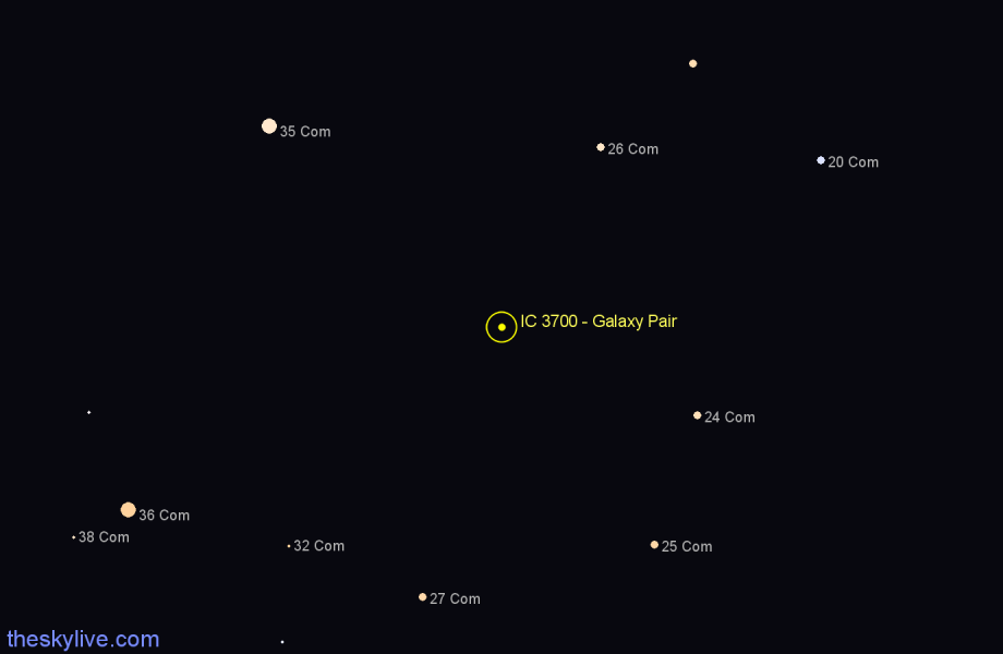 Finder chart IC 3700 - Galaxy Pair in Coma Berenices star