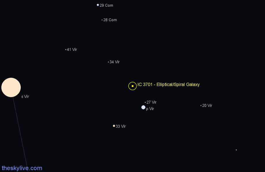 Finder chart IC 3701 - Elliptical/Spiral Galaxy in Virgo star